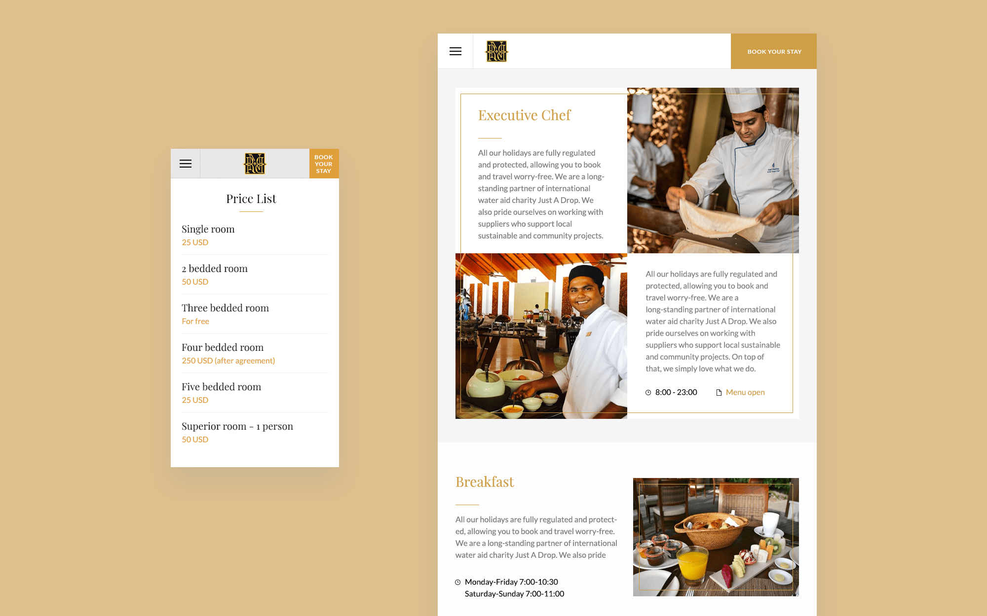 Адаптивный дизайн сайта отеля на Мальдивах