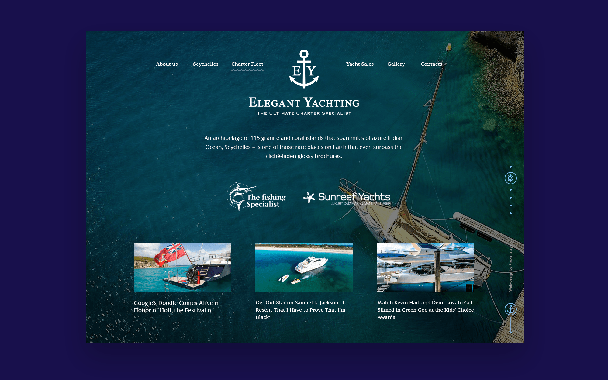 Главная страница сайта яхтенной компании